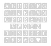 Tabanzhe Collection de 40 pochoirs en plastique en forme de lettres et de chiffres - Modèles de l'alphabet majuscules de 2,5 cm - Outils réutilisables pour scrapbooking, peinture, décoration de la