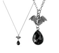 Tabanzhe Collier gothique avec pendentif en forme de goutte d'eau - Style vintage - Chauve-souris - Accessoire punk - Cadeau pour femme et fille - Cosplay - Fête d'Halloween - Vampire, Cristal