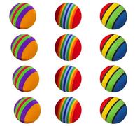 Tabanzhe Lot de 12 balles en éponge à rayures arc-en-ciel pour petit chat, jouet interactif en EVA souple pour chat, jouet d'entraînement pour chaton (3,5 cm)