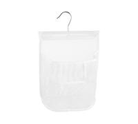 Tabanzhe Sac en maille à suspendre avec crochet, panier de douche, organiseur de linge, sac à linge réutilisable pour cordes à linge, maison, université, voyage, salle de sport, blanc, Trousse de