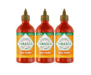 TABASCO Sauce d'Assaisonnement, Pack de 3 Bouteilles Squeeze, 3 x 256ml, Volume Total 768ml, 17.5x6x18.5cm (Salsa Picante)