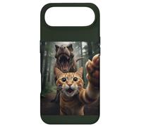 Tabby Cat Selfie Escape from Dinosaur Funny for Teens Adults Coque pour iPhone Air