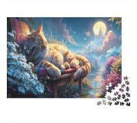 Tabby Chat Sieste sur Banc Puzzle Défiant Éducatif 1000 Pièces, Pet pour Adultes, Décoration Maison Et Cadeau Parfait 52x38cm/1000pcs