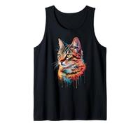 Tabby Colorful Splatter Art Aquarelle Peinte Débardeur