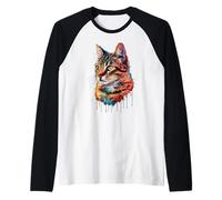 Tabby Colorful Splatter Art Aquarelle Peinte Manche Raglan