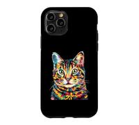 Tabby Géométrique Pop Art Gros Plan Portrait Chaton Visage Coque pour iPhone 11 Pro