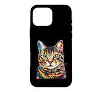 Tabby Géométrique Pop Art Gros Plan Portrait Chaton Visage Coque pour iPhone 16 Pro Max