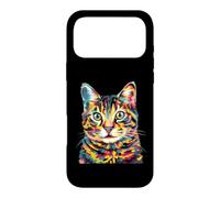 Tabby Géométrique Pop Art Gros Plan Portrait Chaton Visage Coque pour iPhone 17 Pro Max