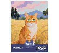 Tabby Orange Puzzle 1000 Pièces Détente & Relaxation Chat Mignon Puzzle Difficile Impossible pour Adultes pour Adultes Et Enfants À Partir De 14 Ans70x50cm/1000pcs