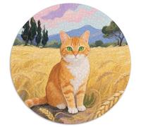 Tabby Orange Puzzle De 1000 Pièces Jeu Cadeau Unique Chat Mignon Puzzle Rond DIY pour Adultes Et Enfants1000pcs (67.5x67.5cm)
