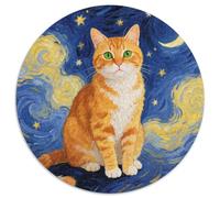 Tabby Orange Puzzle De 1000 Pièces Jeu Cadeau Unique Chat Mignon Puzzle Ronds DIY pour Adultes Et Enfants1000pcs (67.5x67.5cm)