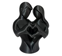 tabecou Statuette de cœur imprimée en 3D - Couple abstrait minimaliste amoureux embrasser - Décoration de bureau romantique pour salon, chambre, bureau, Saint-Valentin - Noir