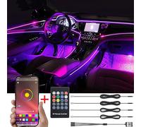 TABEN Décoration Intérieure Atmosphère Lumière RGB - Kit d'Éclairage pour Voiture avec Télécommande et Contrôle APP, 8 Couleurs, Étanche, Bande Néons d'Ambiance 1W DC12V