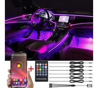 TABEN Décoration Intérieure Atmosphère Lumière RGB Télécommande APP Contrôle Kit d'Éclairage pour Voiture avec 8 Couleurs, Étanche, Bande Néons d'Ambiance 1W DC12V