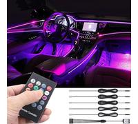 TABEN Décoration Intérieure Atmosphère Lumière RGB Télécommande Kit d'Éclairage pour Voiture - 8 Couleurs, Étanche, Bande Néons d'Ambiance 1W DC12V