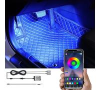 TABEN Kit d'éclairage ambiant de Fosse de Pied de Voiture RGB APP Control 16,7 Millions de Couleurs Son Musique Active Sync Lignes DC Voiture intérieure Pied Fosse atmosphérique Lampe DC 12V