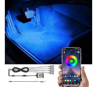 TABEN Kit d'éclairage ambiant de Fosse de Pied de Voiture RGB APP Control 16,7 Millions de Couleurs Son Musique Active Sync Lignes DC Voiture intérieure Pied Fosse atmosphérique Lampe DC 12V