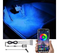 TABEN Kit d'éclairage ambiant de Fosse de Pied de Voiture RGB APP Control 16,7 Millions de Couleurs Son Musique Active Sync Briquets intérieure Pied Fosse atmosphérique Lampe DC 12V