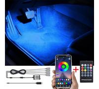 TABEN Kit d'éclairage ambiant de Fosse de Pied de Voiture RGB APP + RF Remote Control 16,7 Millions de Couleurs Son Musique Active Sync USB Filaire Voiture intérieure Pied Fosse atmosphérique Lampe