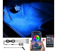 TABEN Kit d'éclairage ambiant de Fosse de Pied de Voiture RGB APP + RF Remote Control 16,7 Millions de Couleurs Son Musique Active Sync Briquets intérieure Pied Fosse atmosphérique Lampe DC 12V