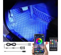 TABEN Kit d'éclairage ambiant de Fosse de Pied de Voiture RGB APP + RF Remote Control 16,7 Millions de Couleurs Son Musique Active Sync USB Filaire Voiture intérieure Pied Fosse atmosphérique Lampe