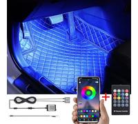TABEN Kit d'éclairage ambiant de Fosse de Pied de Voiture RGB APP + RF Remote Control 16,7 Millions de Couleurs Son Musique Active Sync Lignes DC Voiture intérieure Pied Fosse atmosphérique Lampe