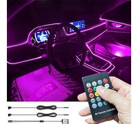 TABEN Kit d'éclairage ambiant de Voiture 3 m Fibre Optique 8 Couleurs RF télécommande USB lumière d'ambiance de Voiture, Bricolage RVB Multicolore Musique synchronisation éclairage intérieur Voiture