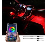 TABEN Kit d'éclairage ambiant de Voiture, 3 mètres de Son de Rythme de synchronisation de Musique Multicolore intégré à Fibre Optique, contrôle d'application Bluetooth, DC 12V-24V