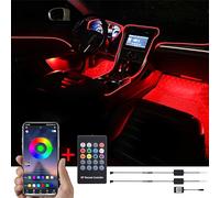 TABEN Kit d'éclairage ambiant de Voiture, 3 mètres intégré Éclairage d'ambiance à Fibre Optique Son Actif de synchronisation de Musique, télécommande et contrôle d'application Bluetooth DC 12V-24V