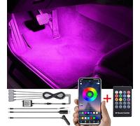 TABEN Kit d'éclairage ambiant de Voiture 64 Couleurs RF Télécommande + APP Control USB Lumière d'ambiance de Pied de Voiture, DIY RVB Multicolore Son Active Music Sync Éclairage intérieur de Voiture