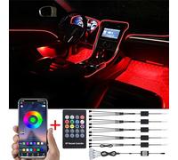 TABEN Kit d'éclairage ambiant de Voiture, 8 mètres de Fibre Optique intégrée Multicolore Footwell Éclairage Music Sync Sound Fonction de mémoire Active Télécommande et contrôle APP Bluetooth 12V-24V