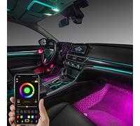TABEN Kit d'éclairage ambiant en Voiture numérique RVB Barre Lumineuse de 1,1 mm à Trois Zones Changement de Couleur APP + RF Remote + Touch + Contrôle du Bouton de clé, 16,7 Millions de Couleurs