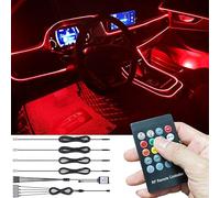 TABEN Kit d'éclairage d'ambiance de Voiture Music Sync Multicolore RVB 16 Millions de Couleurs 5 mètres Fibre Optique USB Kit d'éclairage ambiant, télécommande RF contrôle