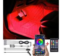 TABEN Kit d'éclairage d'ambiance pour sol de voiture Music Sync Multicolore RVB 16 millions de couleurs USB Kit d'éclairage ambiant, télécommande RF sans fil et contrôle d'application Bluetooth DC 12V