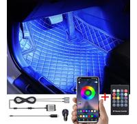 TABEN Kit d'éclairage d'ambiance pour voiture RVB Contrôle App + télécommande RF 16,7 millions de couleurs de musique synchronisée Chargeur à bord + USB Lumière d'ambiance du puits de pied intérieur