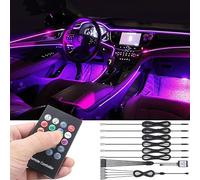 TABEN Kit d'Éclairage Intérieur RGB pour Voiture - Atmosphère Lumière avec Télécommande, 64 Couleurs, Étanche, Bande Néons d'Ambiance 1W DC 12V 8m