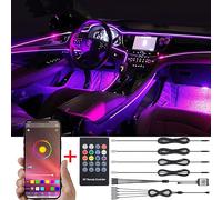 TABEN Kit d'Éclairage Intérieur RGB pour Voiture - Atmosphère Lumière avec Télécommande et APP Contrôle - 64 Couleurs, Étanche, Bande Néons d'Ambiance - 1W DC 12V 5m