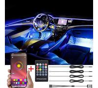 TABEN Lumière ambiante APP Contrôle + RGB Télécommande Voiture Atmosphère Lumière Lampe Doux DIY Refit Bande De Fibre Optique 64 Couleurs Éclairage Intérieur Lumière Décorative 1W DC 12V 4m