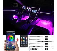 TABEN Lumière ambiante APP Contrôle + Télécommande RGB Lampe d'ambiance de Voiture Soft DIY Refit 8m Bande de Fibre Optique 64 Couleurs Intérieur Footwell Éclairage Décoratif Lumière 1W DC 12V-24V