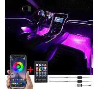 TABEN Lumière ambiante APP Contrôle + Télécommande RVB Lampe d'ambiance de Voiture Soft DIY Refit 3 m Bande de Fibre Optique 64 Couleurs Éclairage intérieur Lumière décorative 1W DC 12V-24V