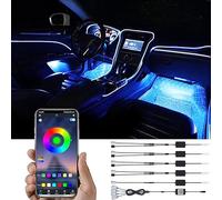 TABEN Lumière ambiante intérieure de Voiture 64 Couleurs APP Contrôle Footlight Lumière de boîte de Rangement Lumières de Bande au néon de Fibre Optique de kit de lumière d'atmosphère de Voiture 6m