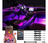TABEN Voiture décoration intérieure atmosphère lumière RGB télécommande APP contrôle kit d'éclairage intérieur de Voiture avec 8 Couleurs, étanche, Bande néons d'ambiance pour Voiture 1W DC12V