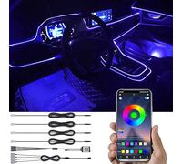 TABEN Voiture lumière ambiante APP contrôle lumière décorative Lampe Bricolage Refit Flexible Fibre Optique Tuyau 64 Couleurs intérieur Plancher éclairage atmosphère lumière 1W DC 12V 5m