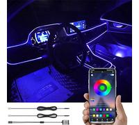 TABEN Voiture lumière ambiante RGB APP contrôle Lampe de lumière décorative Bricolage Refit Flexible Fibre Optique Tuyau 64 Couleurs éclairage intérieur atmosphère lumière 1W DC 12V 3m