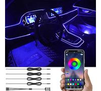 TABEN Voiture lumière ambiante RGB APP contrôle lumière décorative Lampe Bricolage Refit Flexible Fibre Optique Tuyau 64 Couleurs éclairage intérieur atmosphère lumière 1W DC 12V 4m