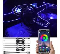 TABEN Voiture lumière ambiante RGB APP contrôle lumière décorative Lampe Bricolage Refit Flexible Fibre Optique Tuyau 64 Couleurs éclairage intérieur atmosphère lumière 1W DC 12V 8m
