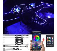 TABEN Voiture Lumière Ambiante RGB Télécommande + APP Contrôle Lampe Décorative Lampe DIY Refit Flexible Fibre Optique Tuyau 64 Couleurs Intérieur Footwell Éclairage Atmosphère Lumière 1W DC 12V 6m