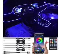 TABEN Voiture Lumière ambiante RGB Télécommande + APP Contrôle Lampe Décorative Lampe DIY Refit Flexible Fibre Optique Tuyau 64 Couleurs Éclairage Intérieur Atmosphère Lumière 1W DC 12V 8m