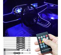 TABEN Voiture Lumière Ambiante RGB Télécommande Contrôle Lampe Décorative Lampe DIY Refit Flexible Fibre Optique Tuyau 64 Couleurs Intérieur Footwell Éclairage Atmosphère Lumière 1W DC 12V 8m