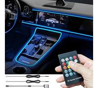 TABEN Voiture lumière ambiante RGB télécommande Lampe de lumière décorative Bricolage Refit Flexible Fibre Optique Tuyau 8 Couleurs éclairage intérieur atmosphère lumière 1W DC 12V 3m